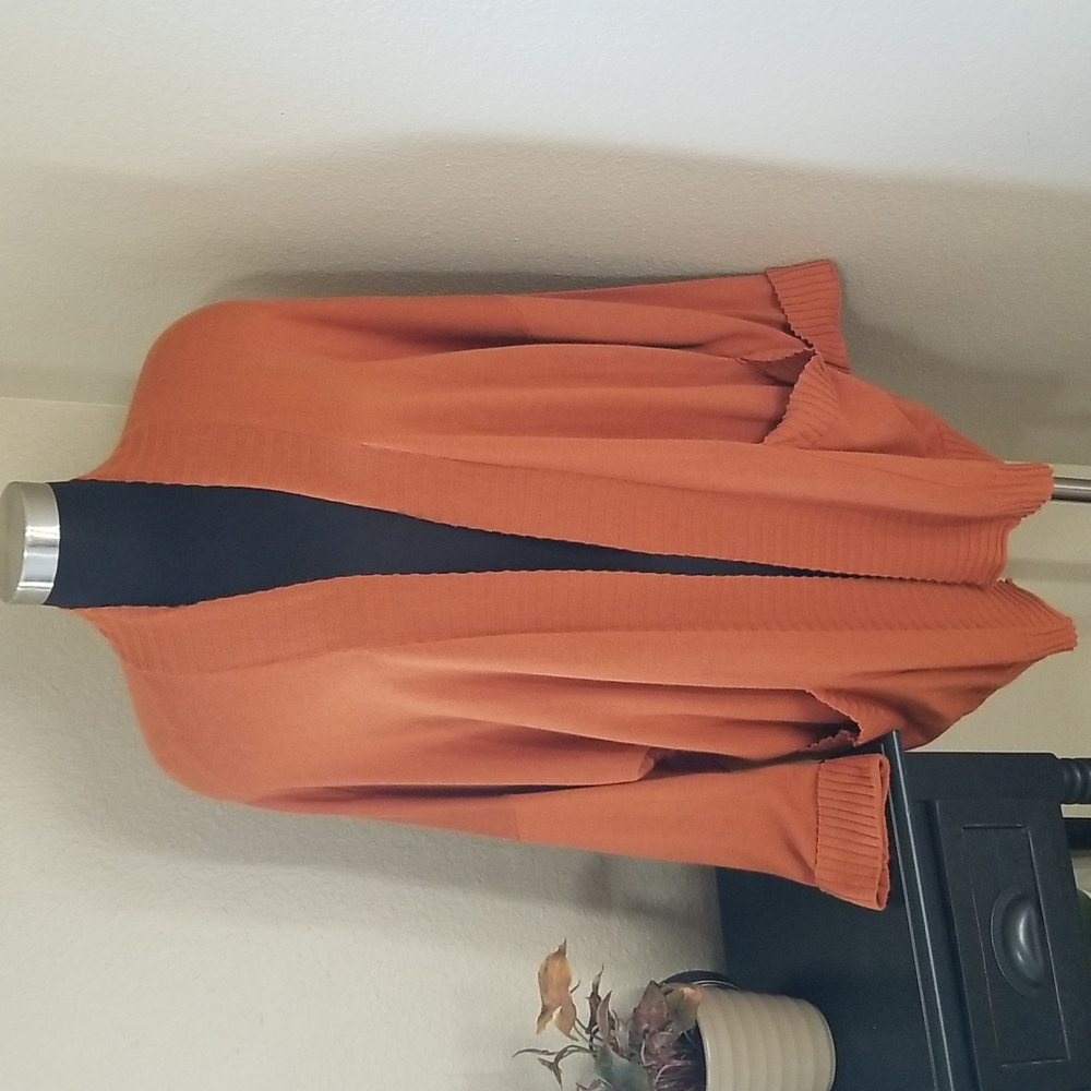 New Chelsea 28 Burnt Orange Open Cardigan Sweater